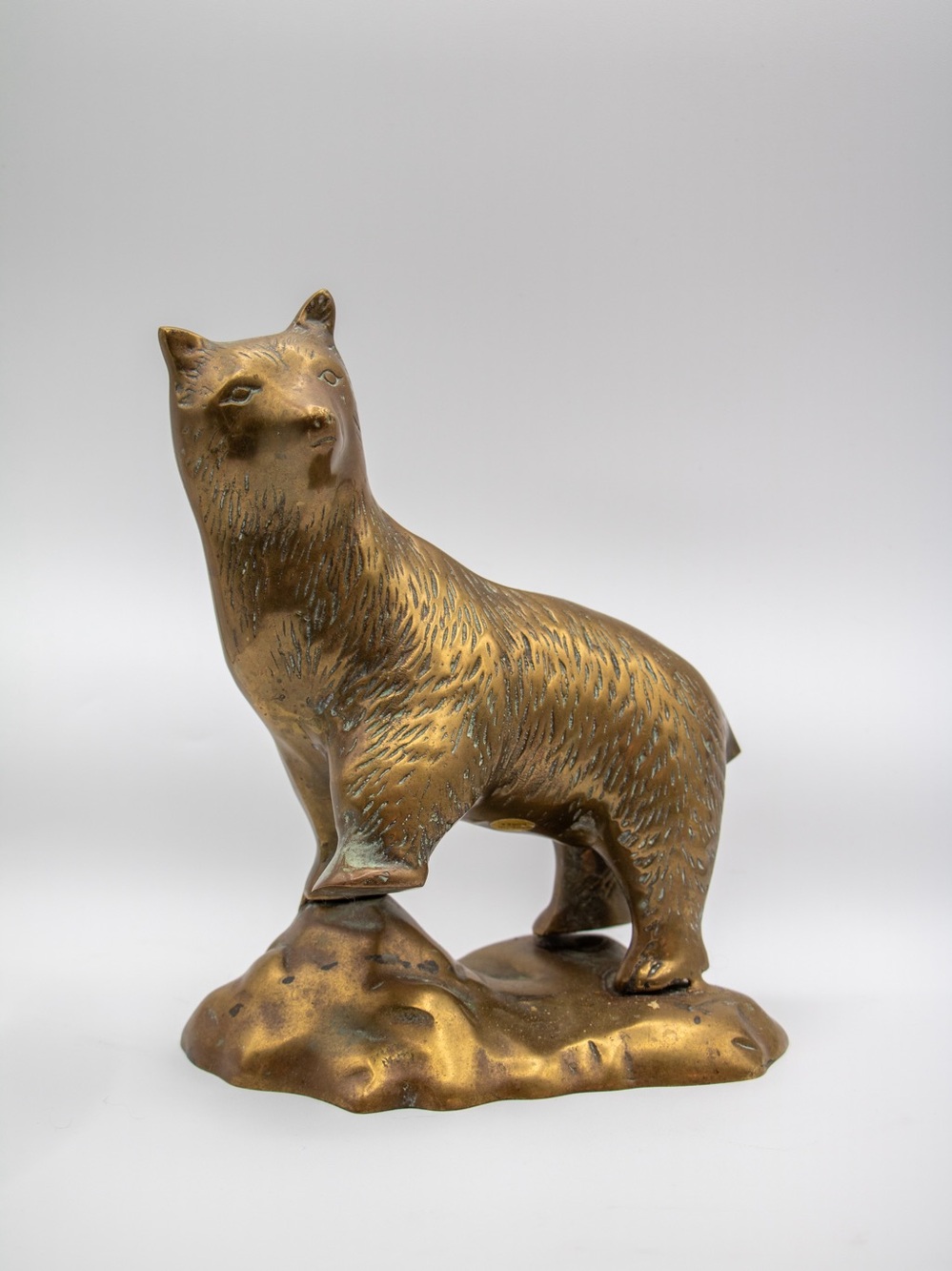 Large Vintage Brass Bear Figurine Heavy Solid Brass Statue Grizzly Rare